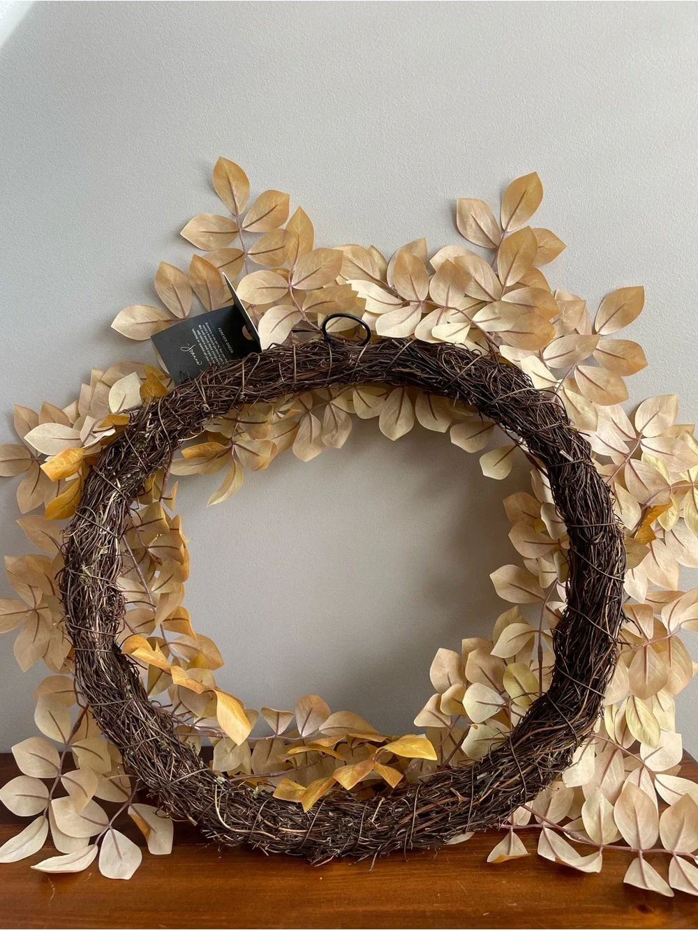 New Hearth & Hand Golden-Brown Leaf Autumn Wreath